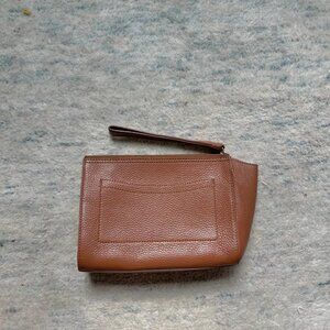 Cuyana Work Clutch Brown Tan Pebbled Leather Pouch Bag Small Good used conditi